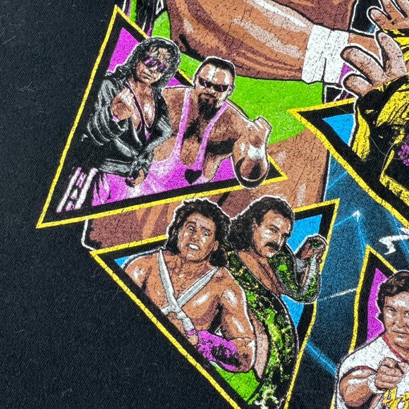 WWE Mad Engine Wrestle Mania Ultimate Warrior Vs Macho Man Medium Black Tee - Picture 4 of 12